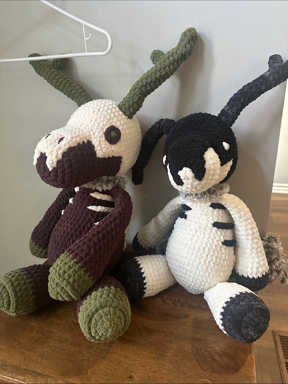 Handmade Plush Creature Toy - Olive Green & Brown Antler Doll